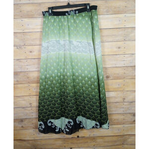 Women Skirt Large Green White Black Ombre Mermaid Flowy